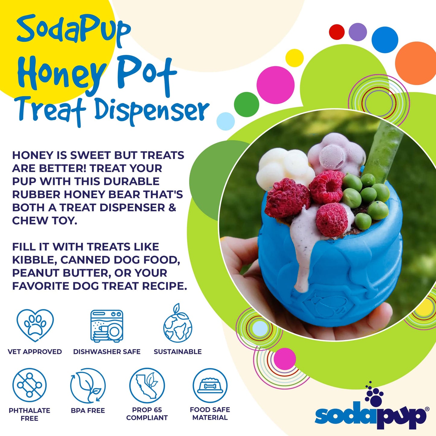 SodaPup Large PUP-X Honey Pot 2.0 Treat Dispenser
