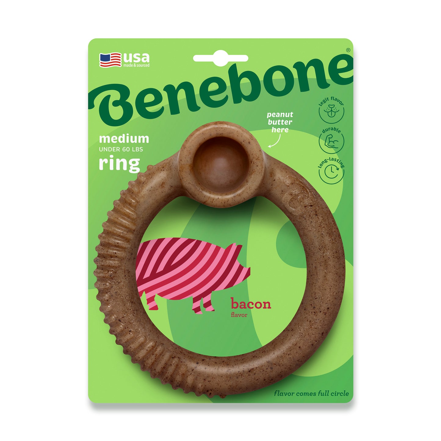 Benebone Bacon Ring Medium Dog Chew Toy