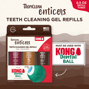 TropiClean Enticers Teeth Cleaning Gel Variety 3 Pack for KONG Dental Ball