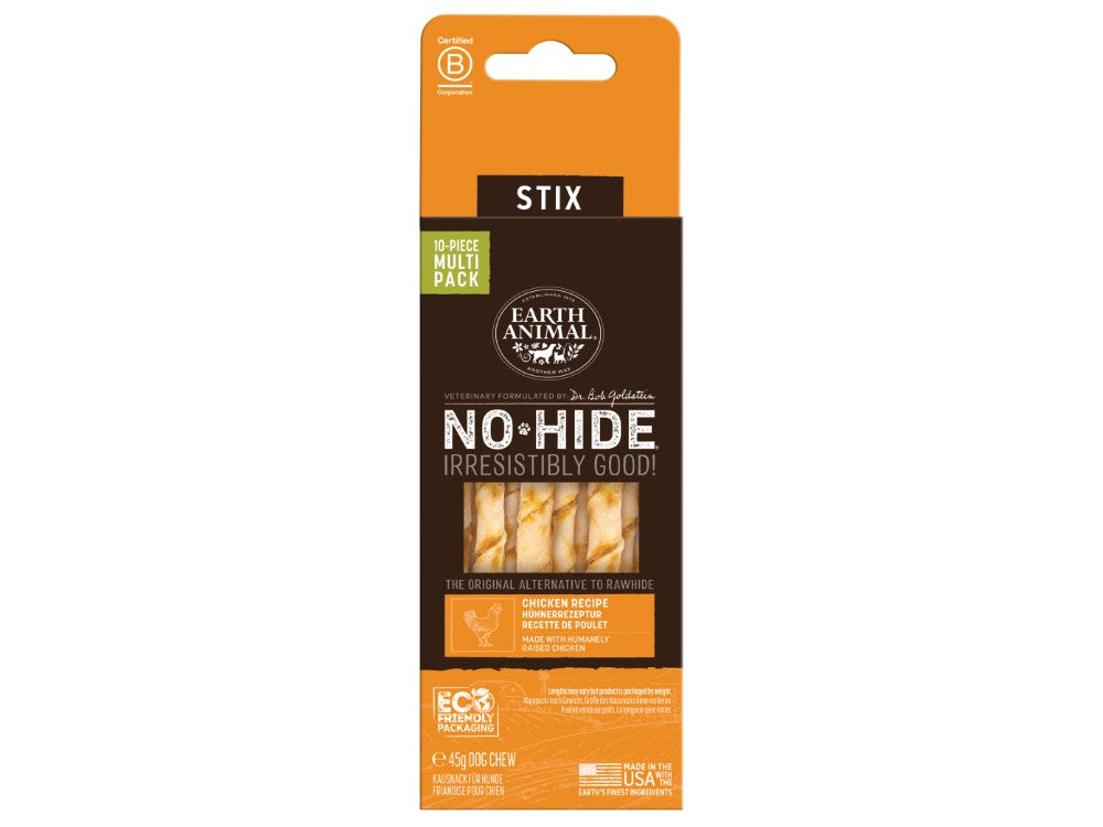 Earth Animal No-Hide STIX Dog Treats Chicken 10 Pack
