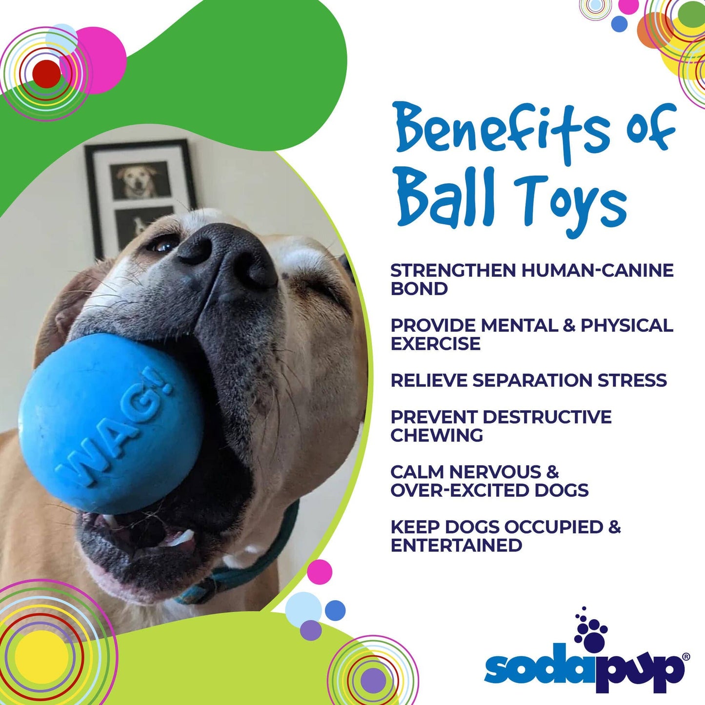 SodaPup Wag Ball Durable Synthetic Rubber Chew & Retrieving Toy