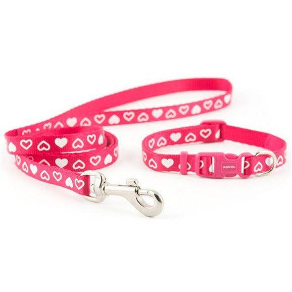 Ancol Small Bite Raspberry Heart Puppy Collar & Lead Set-Oh Doggy
