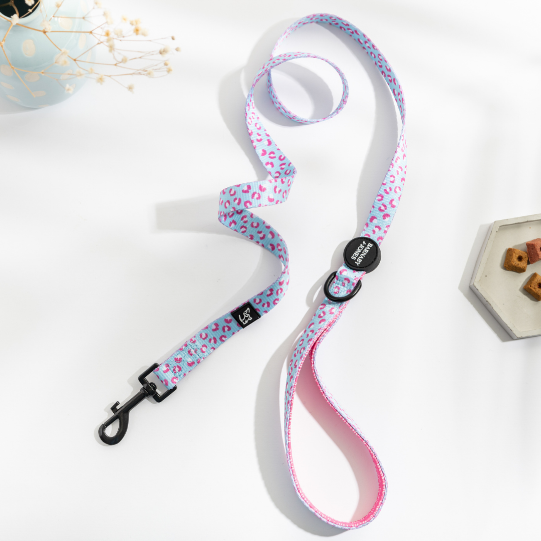 Barnaby & Jones Bubblegum Leopard Dog Lead
