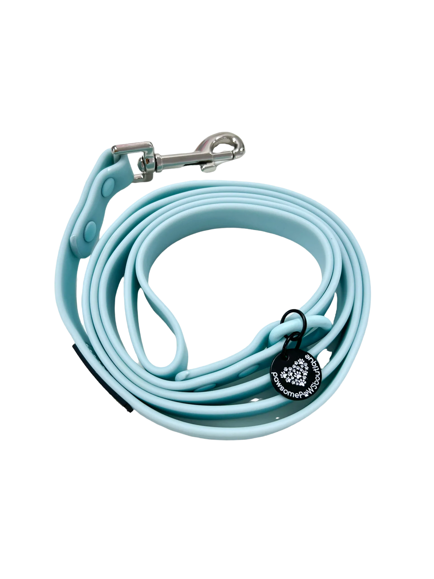 Pawsome Paws Boutique Waterproof Lead - Blue - Silver Hardware