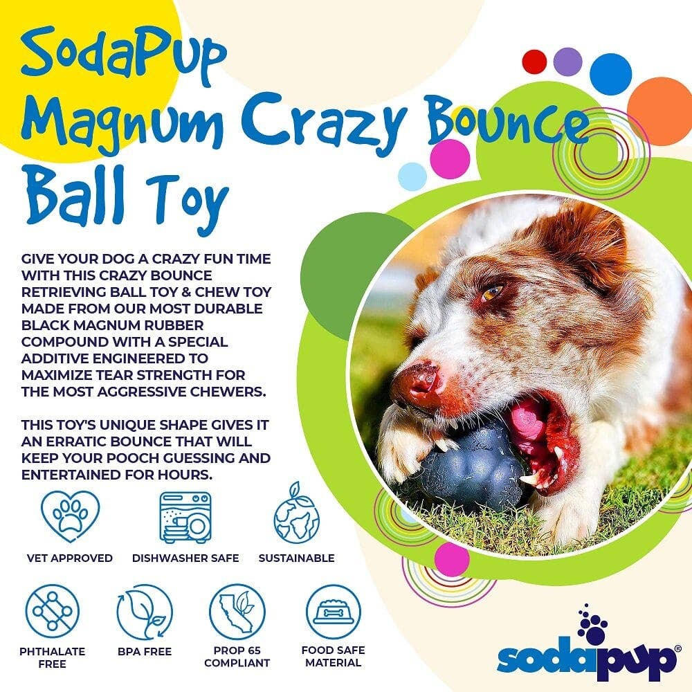 SodaPup - Magnum Black Crazy Bounce Ball for Aggressive Chewers