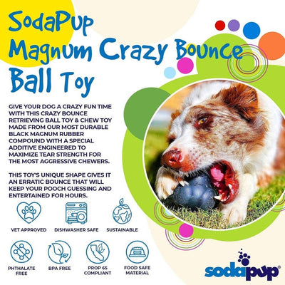 SodaPup - Magnum Black Crazy Bounce Ball for Aggressive Chewers