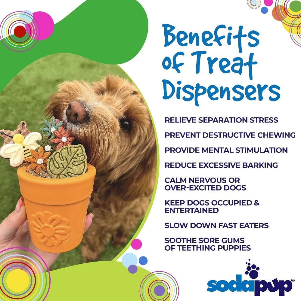 SodaPup Flower Pot Durable Rubber Treat Dispenser & Enrichment: Green