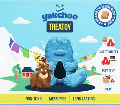 Yakchoo Play Treatoy - Interactive Rubber Dog Treat Toy : Blue