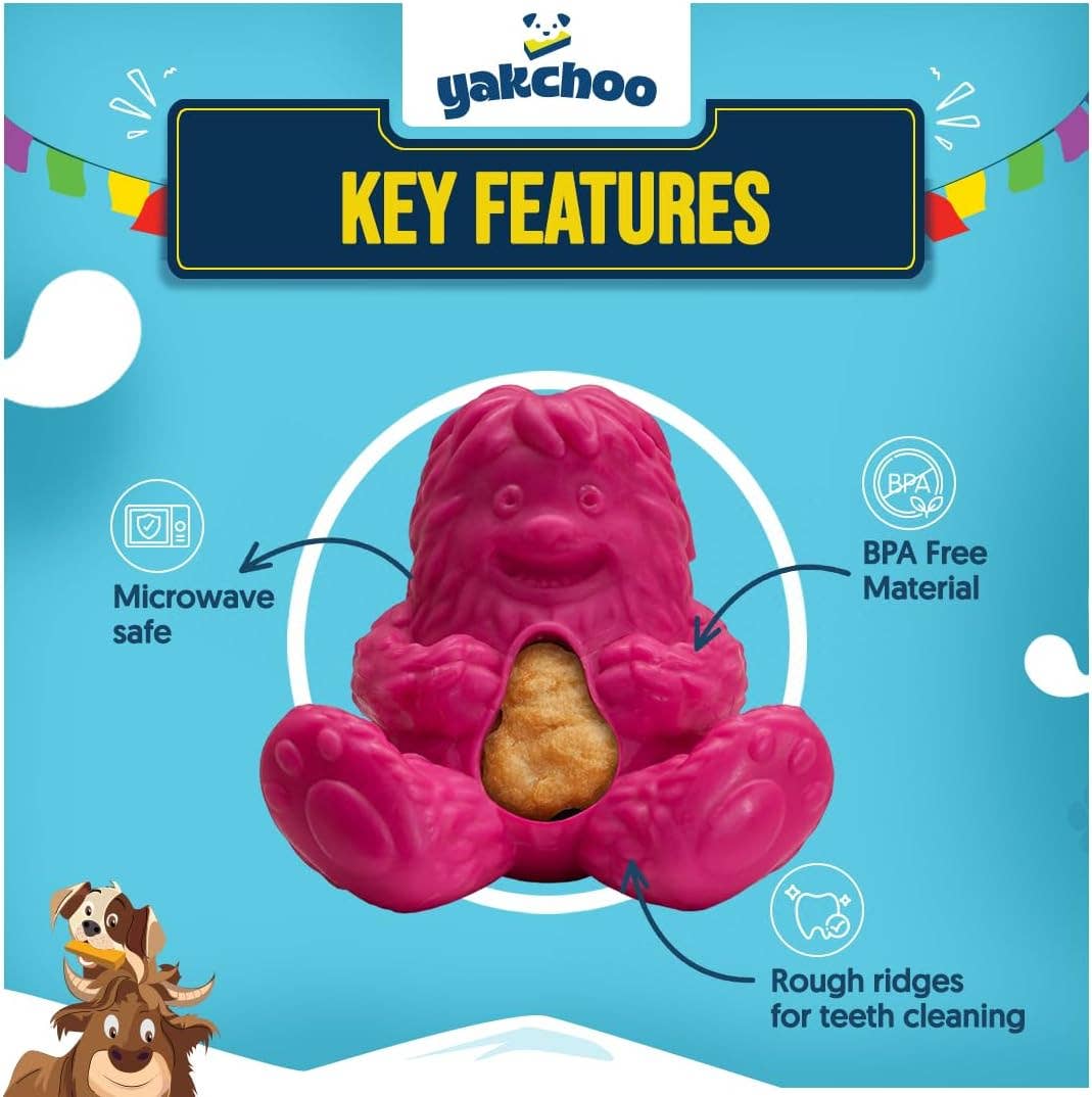 Yakchoo Play Treatoy - Interactive Rubber Dog Treat Toy : Pink