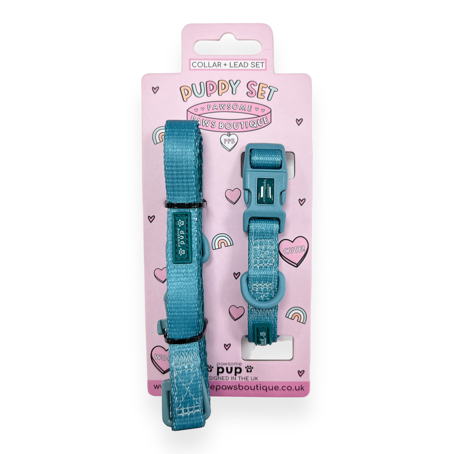 Pawsome Paws - Pawsome Pup Collar and Lead Set - Teal