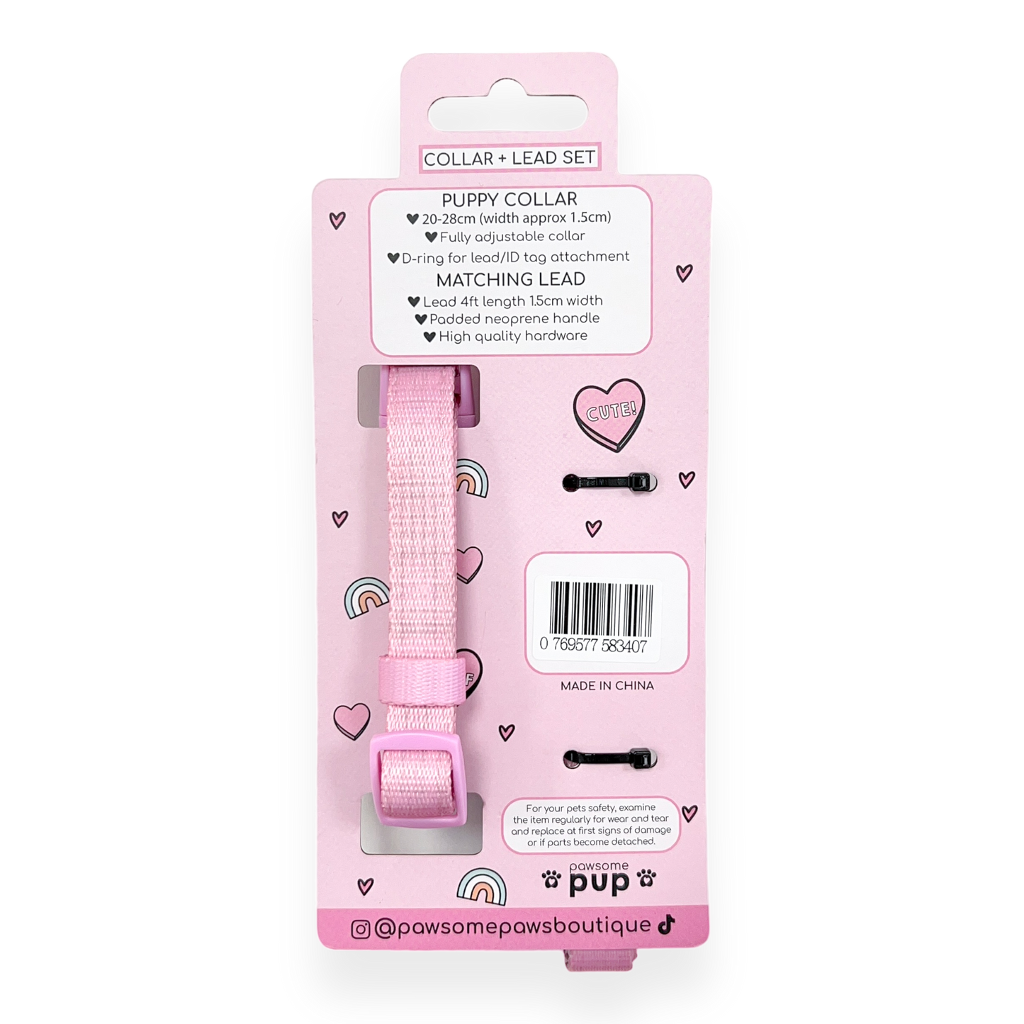 Pawsome Paws - Pawsome Pup Collar and Lead Set - Pink