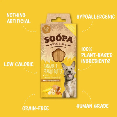 Soopa UK - Banana & Peanut Butter Dog Dental Sticks: Single Pack