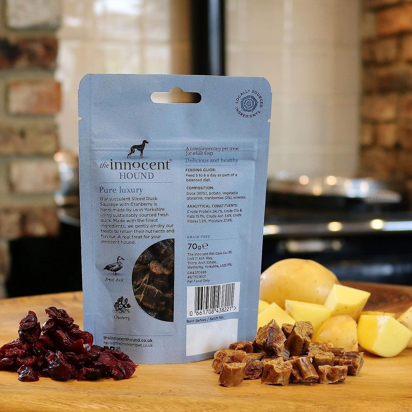 The Innocent Hound Sliced Duck Sausage with Cranberry Dog Treats