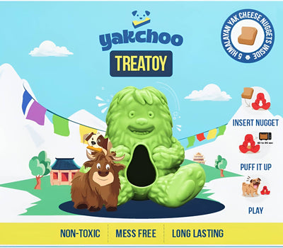 Yakchoo Play Treatoy - Interactive Rubber Dog Treat Toy : Green