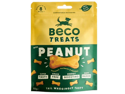 Beco Peanut Dog Treats with Coconut & Turmeric 70g