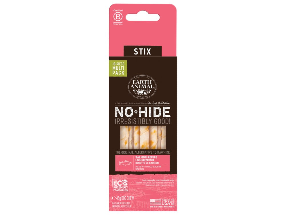 Earth Animal No-Hide STIX Dog Treats Salmon 10 Pack