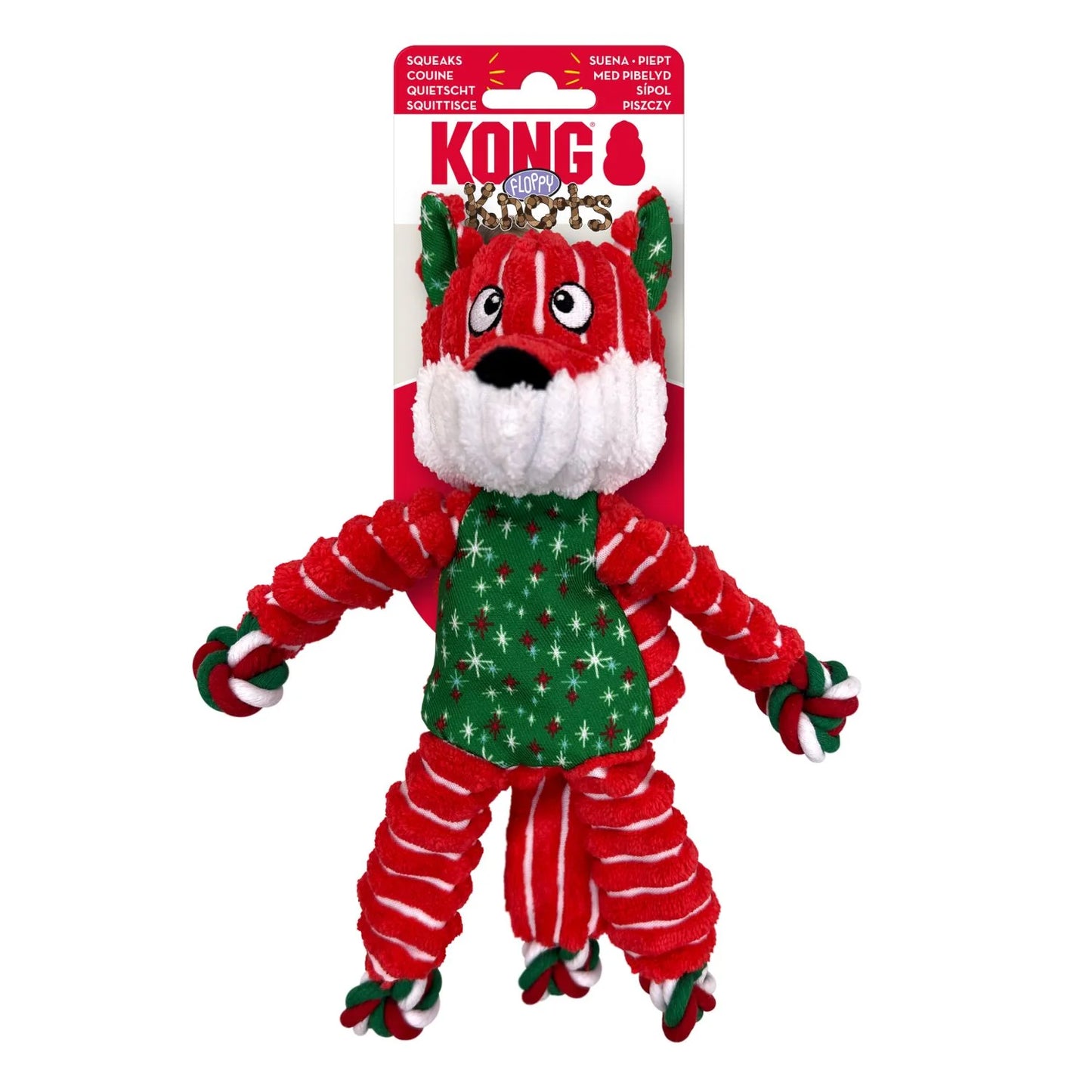 KONG Holiday Floppy Knots Fox Dog Toy Small/Medium