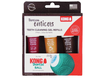 TropiClean Enticers Teeth Cleaning Gel Variety 3 Pack for KONG Dental Ball