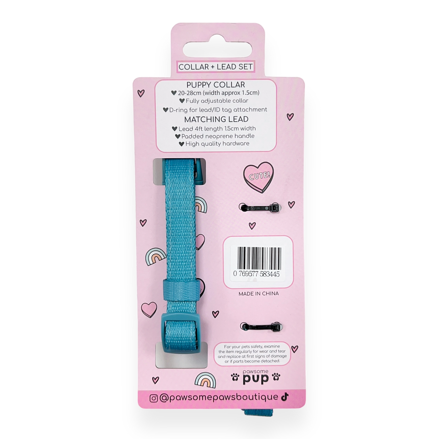 Pawsome Paws - Pawsome Pup Collar and Lead Set - Teal