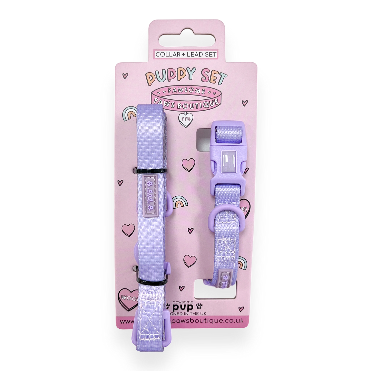 Pawsome Paws - Pawsome Pup Collar and Lead Set - Lilac