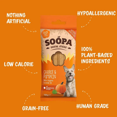 Soopa Carrot & Pumpkin Dog Dental Sticks