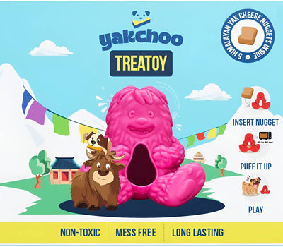 Yakchoo Play Treatoy - Interactive Rubber Dog Treat Toy : Pink