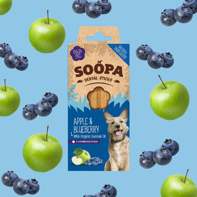 Soopa UK - Apple & Blueberry Dog Dental Sticks: Single Pack
