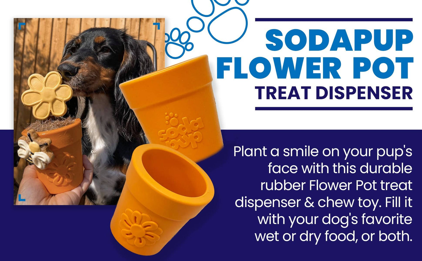 SodaPup Flower Pot Durable Rubber Treat Dispenser & Enrichment: Green