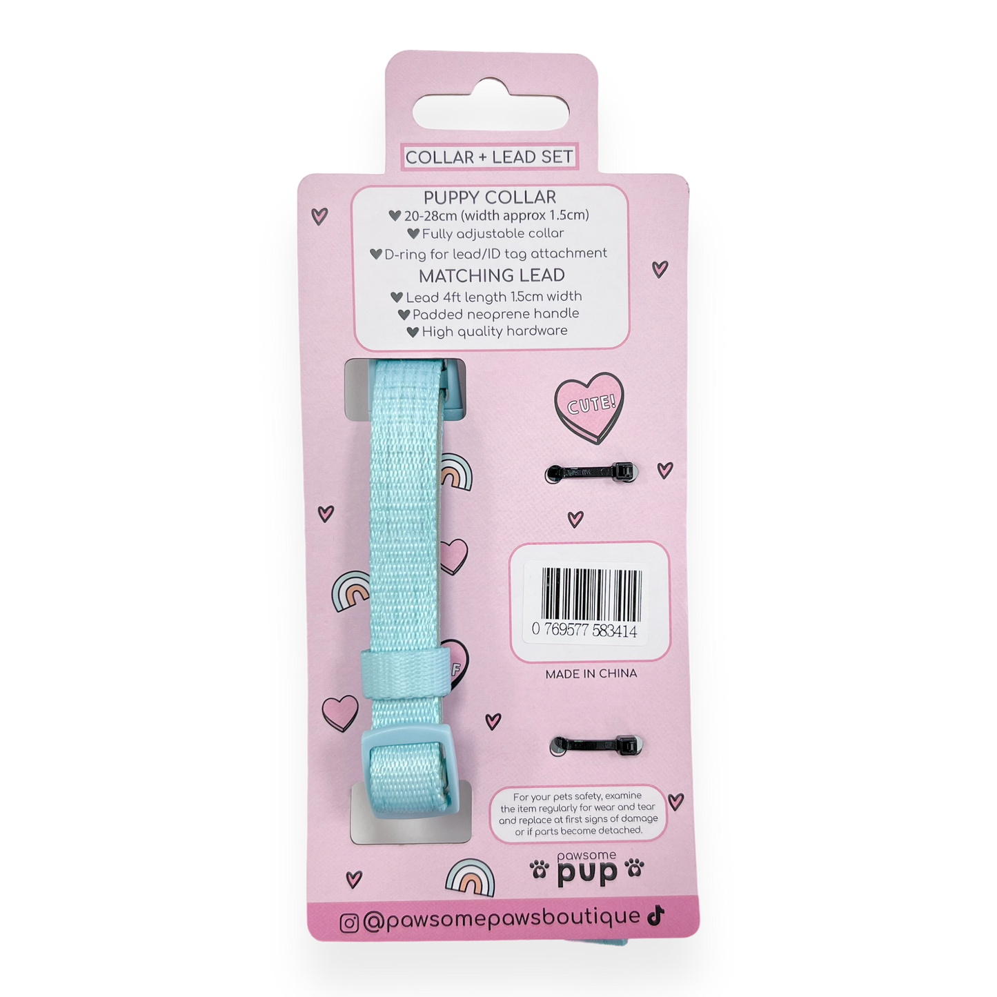 Pawsome Paws - Pawsome Pup Collar and Lead Set - Mint