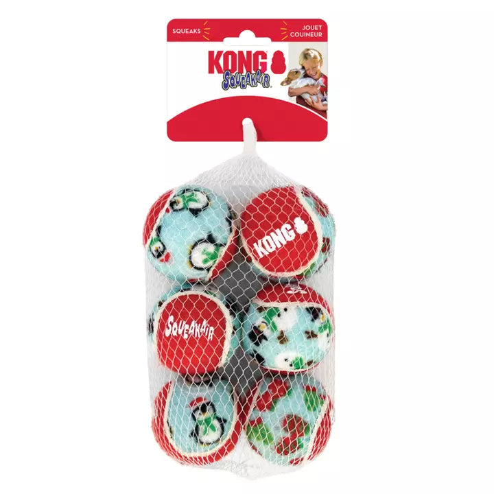 KONG Holiday SqueakAir Balls Christmas Dog Toy 6 Pack