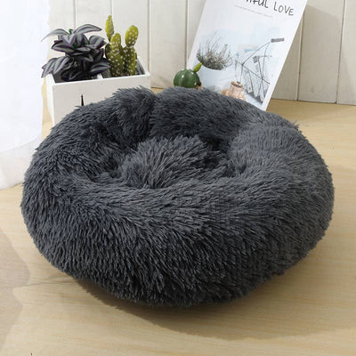 Soft Calming Donut Dog Bed - Dark Grey