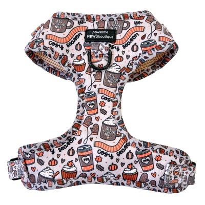 Pawsome Paws Boutique Pumpkin Spice + All Things Nice D-Ring Adjustable Dog Harness- Cinnamon