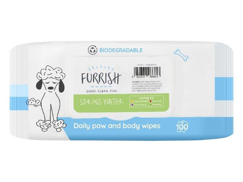 Furrish Daily Bath Wipes for Dogs 100pk Spring Water