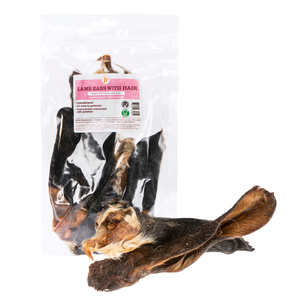 JR Pet Products Lamb Ears with Hair Dog Treat 100g