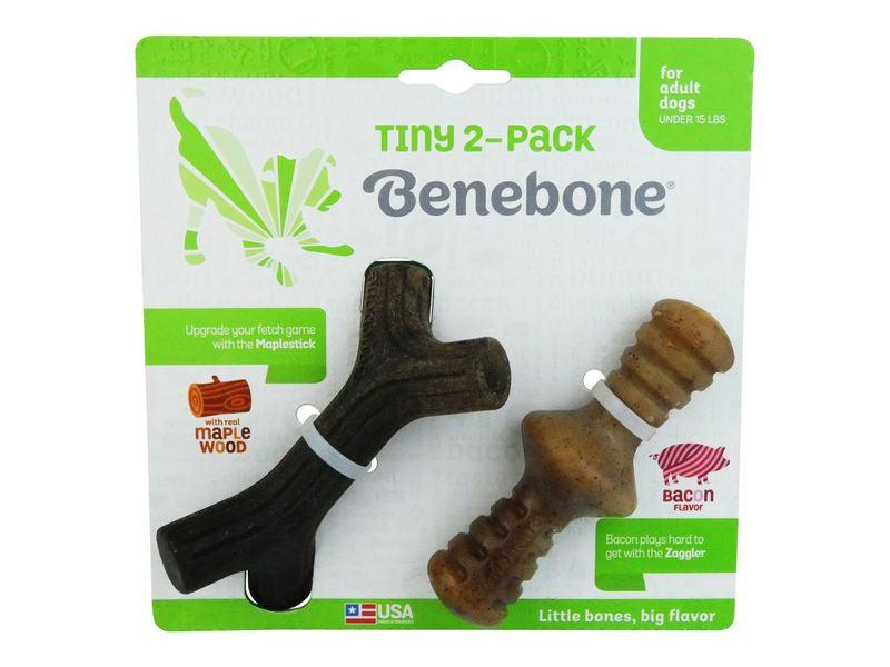Benebone's Tiny 2-Pack Maple Stick/Zaggler Bacon Tiny-Oh Doggy