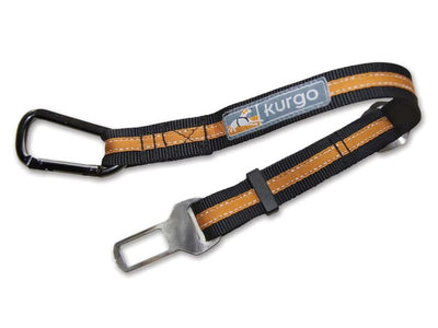Kurgo Seat Belt Dog Tether Black and Orange