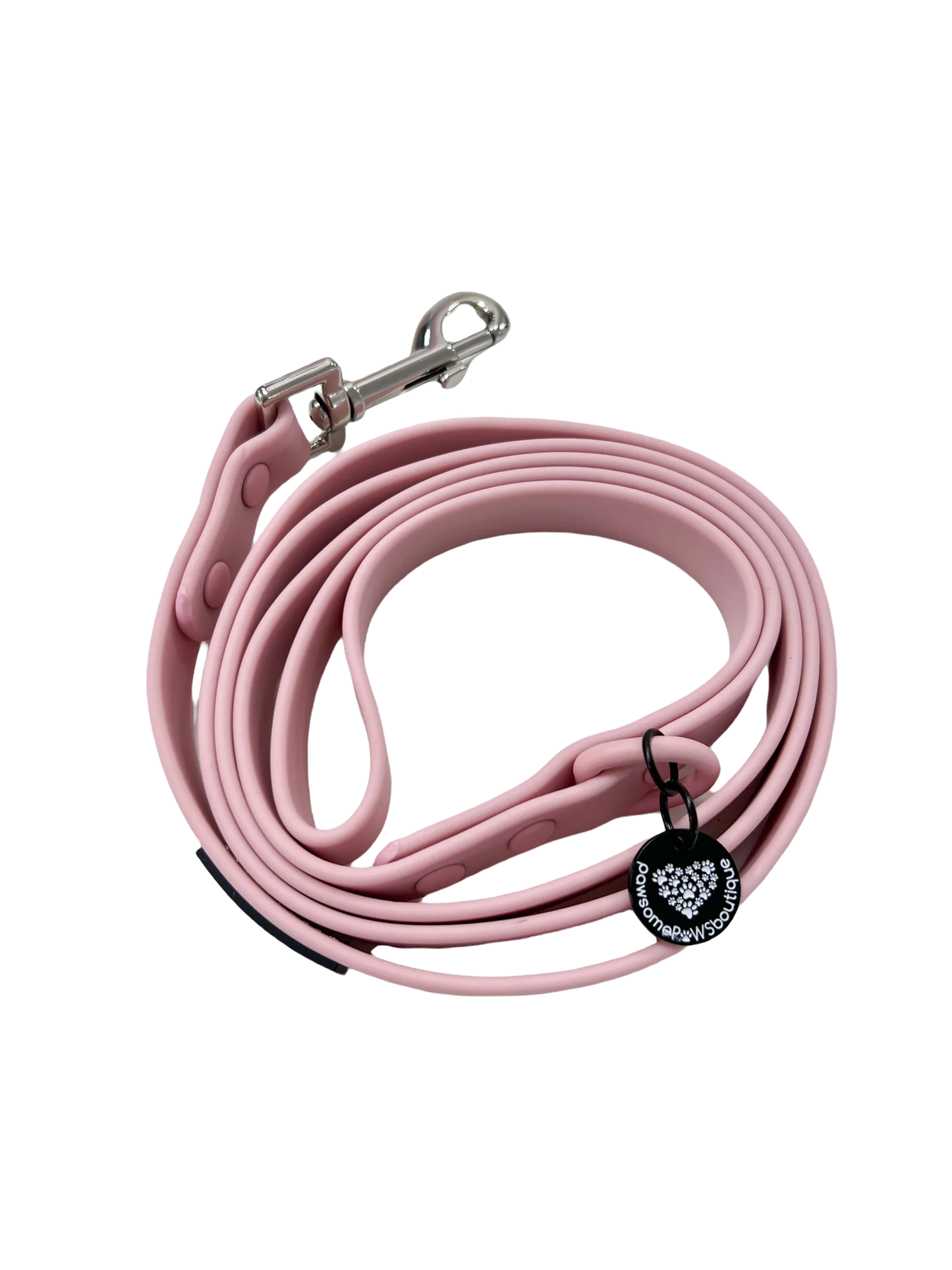 Pawsome Paws Boutique Waterproof Lead - Pink - Silver Hardware