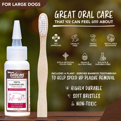 TROPICLEAN Enticers Teeth Cleaning Gel with Toothbrush for Dogs, Bacon, 59ml